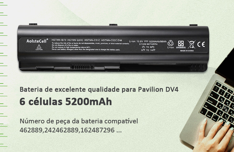  Baterias de alta qualidade para portátil HP pavilion dv4
