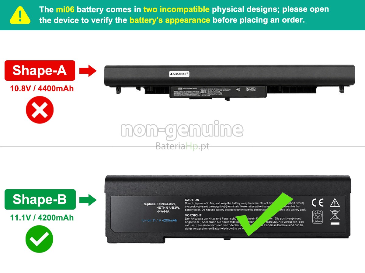 Bateria de alta qualidade para portátil HP MI06