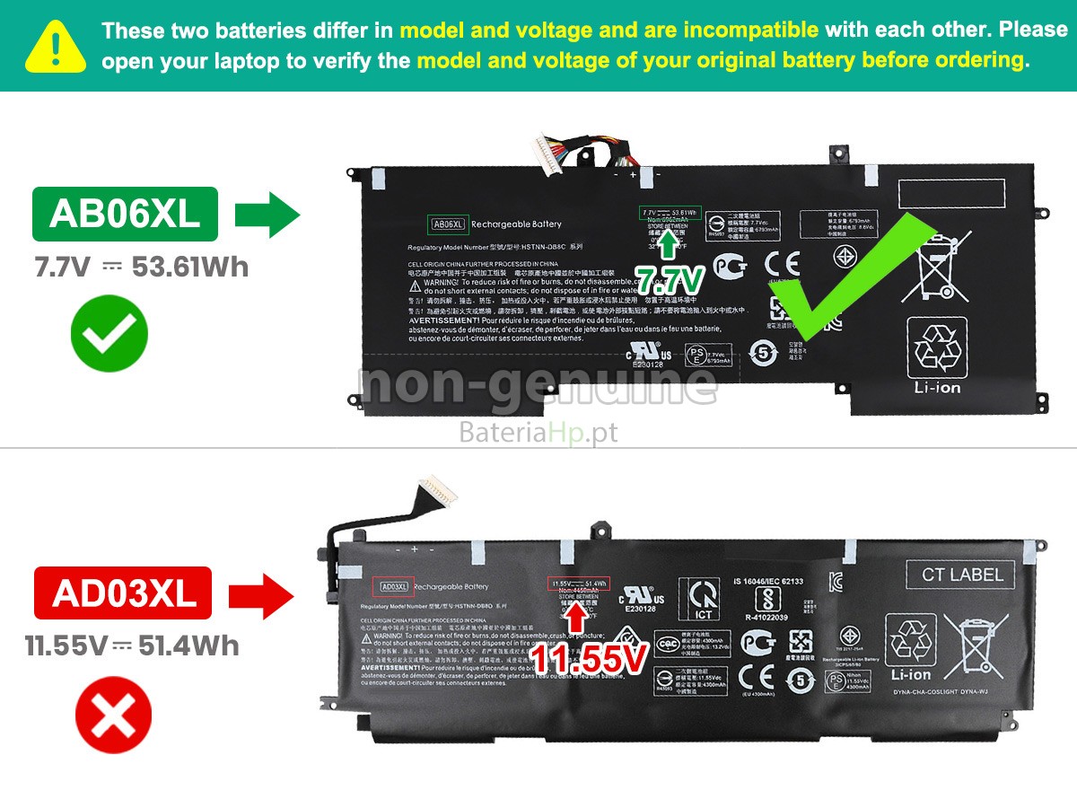 Bateria de alta qualidade para portátil HP Envy 13-AD053TX