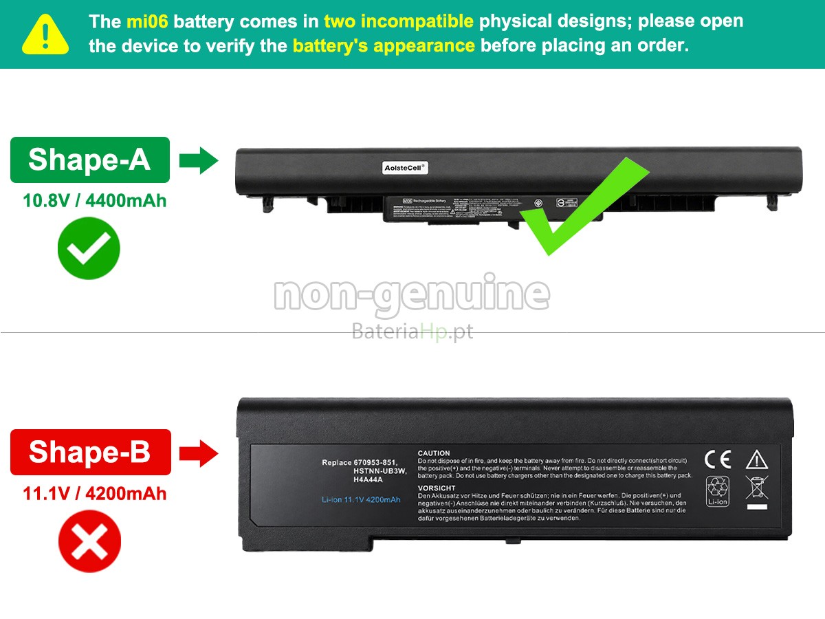 Bateria de alta qualidade para portátil HP MI06