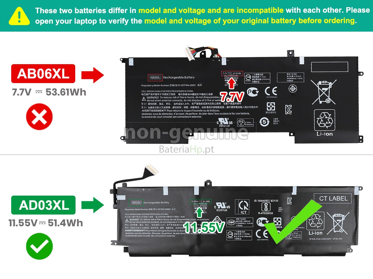 Bateria de alta qualidade para portátil HP Envy 13-AD053TX